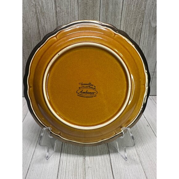 Vintage Nanette Vacher Ambiance Versailles Dinner Plates Amber Brown - Set Of 2 - Picture 4 of 6